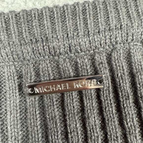 Michael Kors Womens Crewneck Sweater XL Gray Ribbed Asymmetrical Side Zipper - Picture 9 of 12